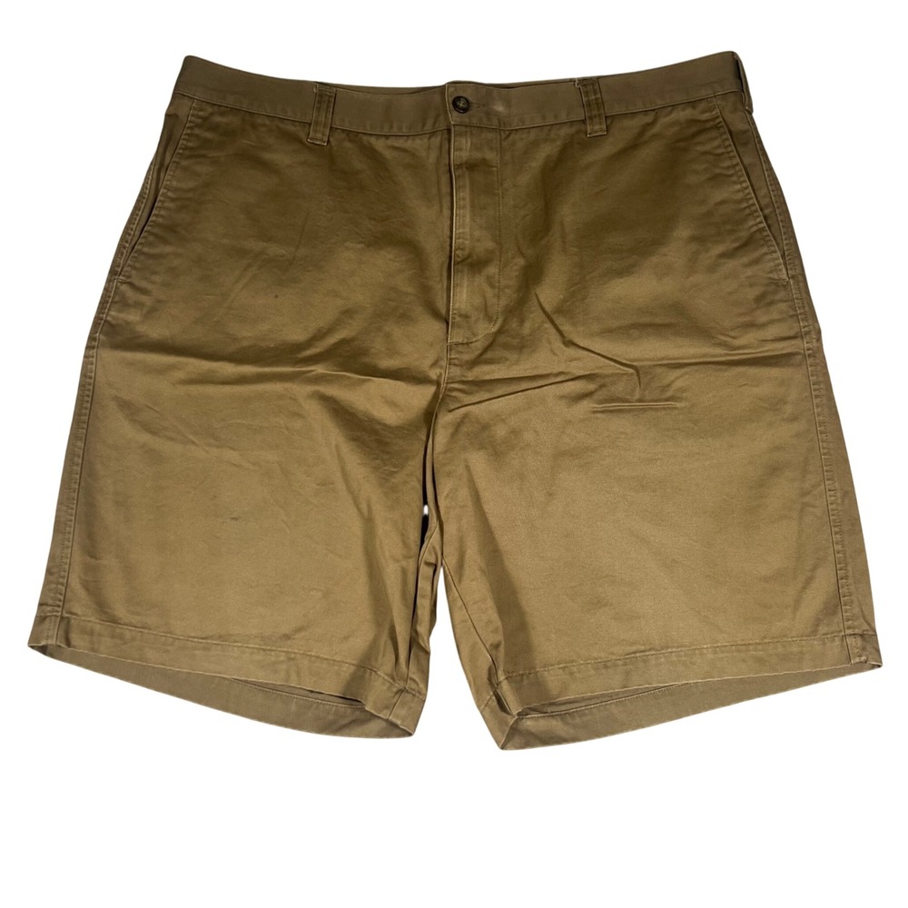 Dockers Mens Khaki Chino Shorts 100% Cotton Flat Front Brown Size 40